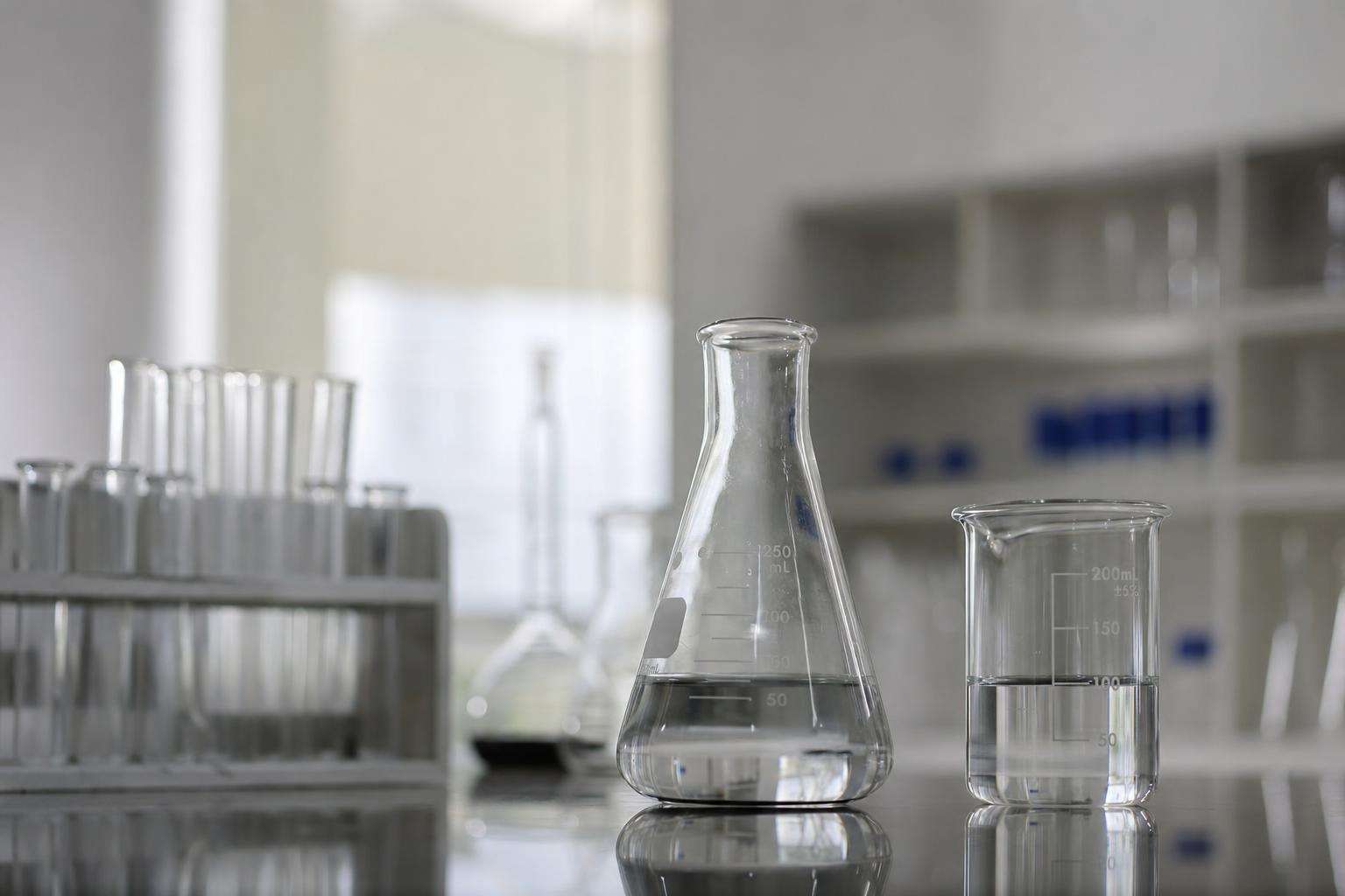 Abstract fertility science still life with glassware, no people