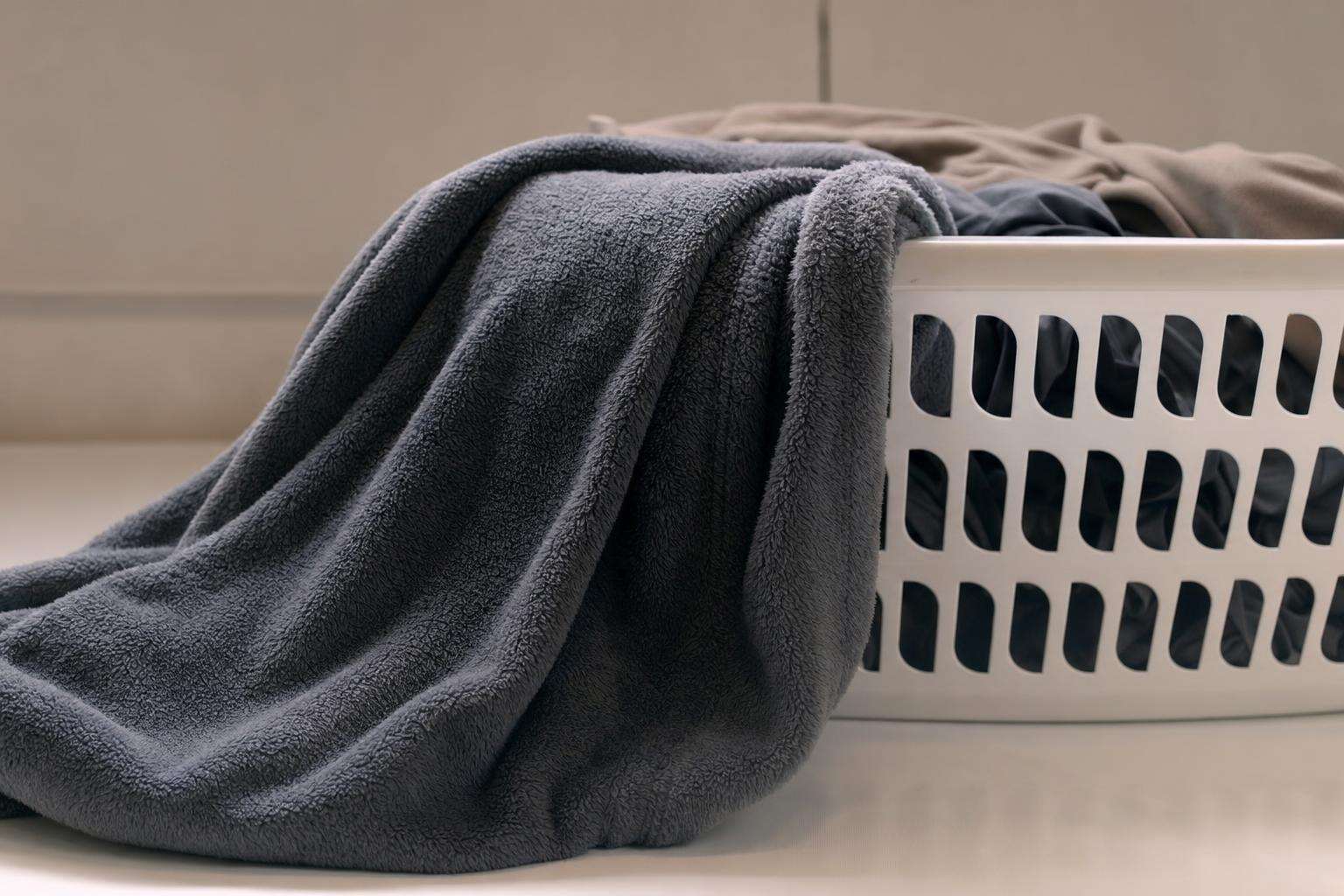 Synthetic fleece fabric and laundry filter props, no people